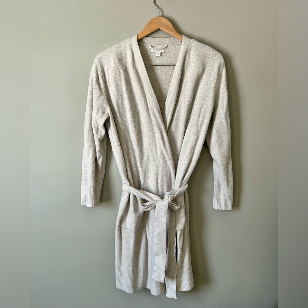 Barefoot Dreams CozyChic Lite Cream Cardigan Robe above the knee